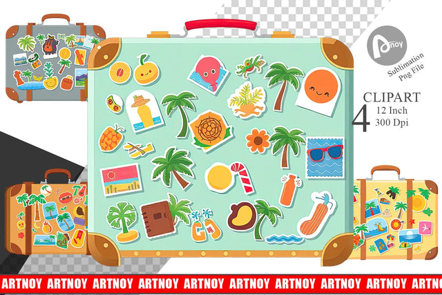 Travel Suitcase Clipart Sublimation artnoy 