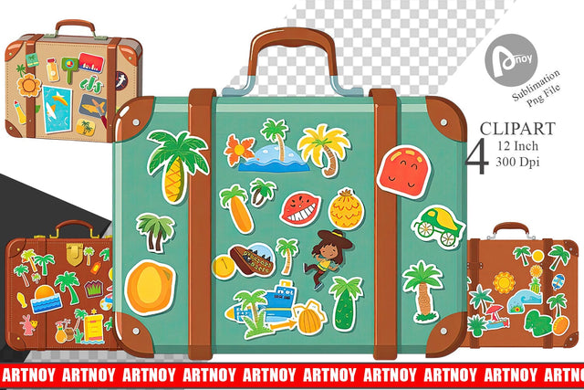 Travel Suitcase Clipart Sublimation artnoy 