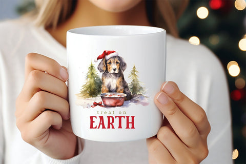 Treat on Earth, Funny Christmas Dog Saying PNG Sublimation CraftLabSVG 