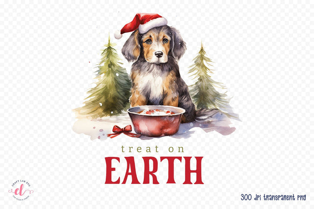 Treat on Earth, Funny Christmas Dog Saying PNG Sublimation CraftLabSVG 