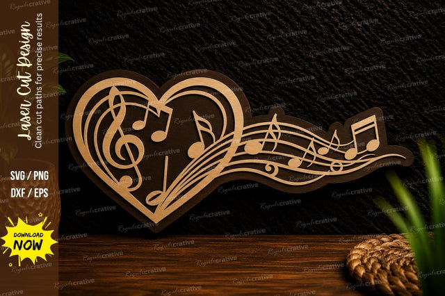 Treble Clef Heart Laser Cut Svg Design SVG Regulrcrative 