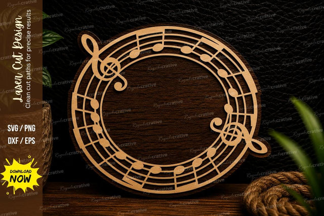 Treble Clef Music Circle Frame Laser Cut Svg Design SVG Regulrcrative 