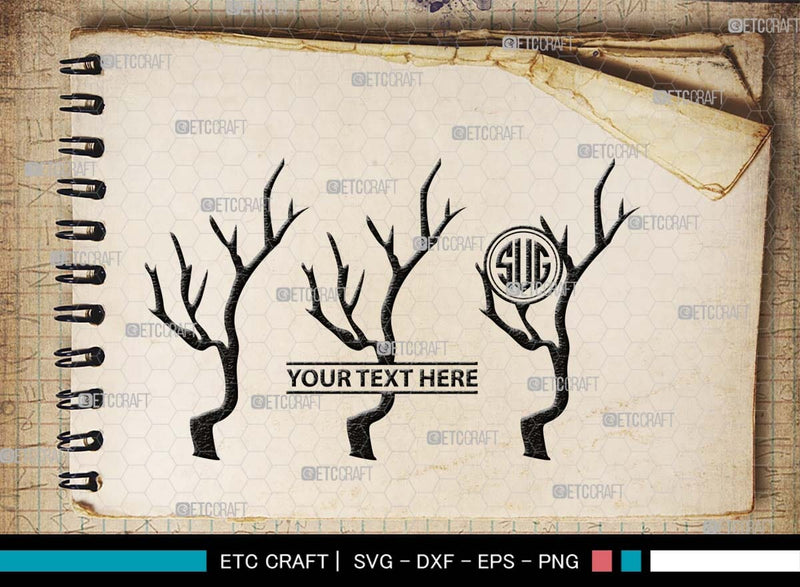 Tree Branch Monogram, Tree Branch Silhouette, Tree Branch SVG, Leaf ...