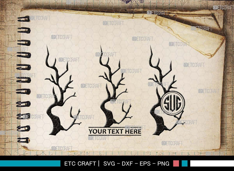 Tree Branch Monogram, Tree Branch Silhouette, Tree Branch SVG, Leaf ...
