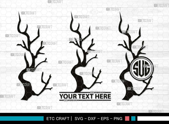 Tree Branch Monogram, Tree Branch Silhouette, Tree Branch SVG, Leaf Branch Svg, Forest Svg, Wood Svg, Twig Svg, SB00540 SVG ETC Craft 