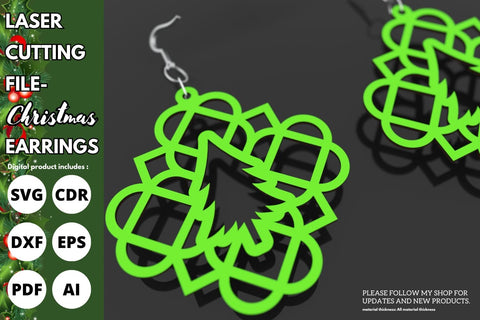 Tree Christmas Mandala earrings | paper cut | svg laser cut Glowforge SVG tofigh4lang 