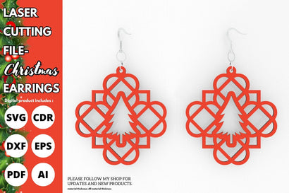 Tree Christmas Mandala earrings | paper cut | svg laser cut Glowforge SVG tofigh4lang 