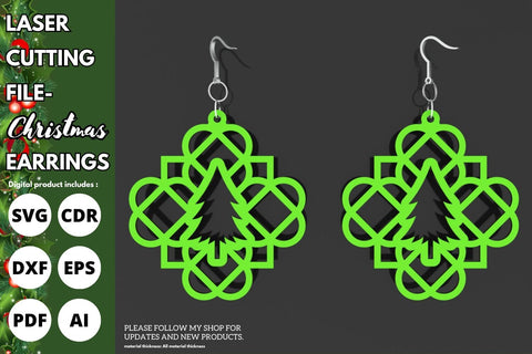 Tree Christmas Mandala earrings | paper cut | svg laser cut Glowforge SVG tofigh4lang 