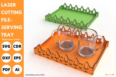 Tree Christmas serving tray | laser cut file | svg paper cut | cricut | glowforge file SVG tofigh4lang 