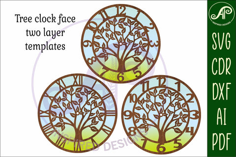 Tree clock laser cut files, SVG file SVG APInspireddesigns 