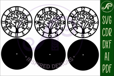 Tree clock laser cut files, SVG file SVG APInspireddesigns 