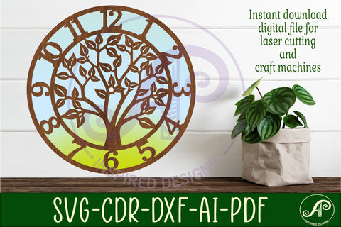 Tree clock laser cut files, SVG file SVG APInspireddesigns 
