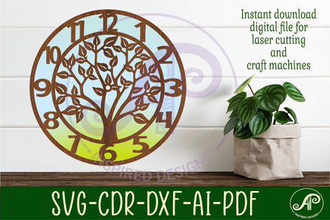 Tree clock laser cut files, SVG file SVG APInspireddesigns 