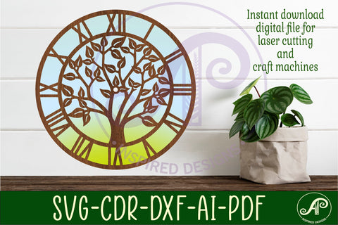 Tree clock laser cut files, SVG file SVG APInspireddesigns 