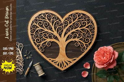 Tree Heart Frame laser Cut svg Cutting file , tree heart svg, heart tree svg design, SVG Regulrcrative 