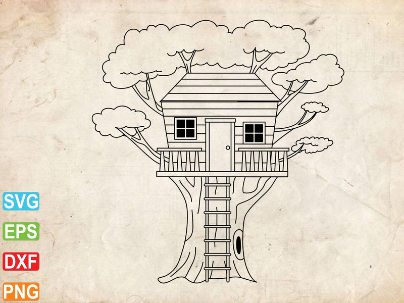 Tree House SVG, Tree House Vector Art - So Fontsy