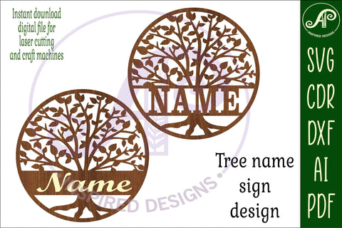 tree name sign svg laser cut template family tree SVG APInspireddesigns 