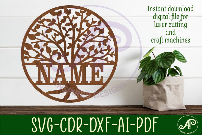 tree name sign svg laser cut template family tree - So Fontsy