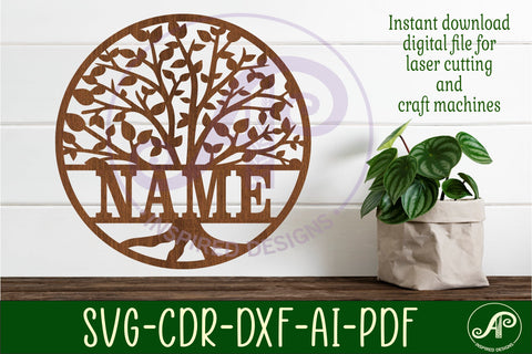 tree name sign svg laser cut template family tree SVG APInspireddesigns 