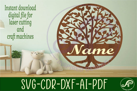 tree name sign svg laser cut template family tree SVG APInspireddesigns 