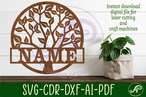 Tree name sign svg laser SVG APInspireddesigns 