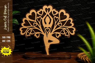 Tree of Hearts Yoga Pose Laser Cut SVG File SVG Regulrcrative 