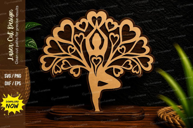 Tree of Hearts Yoga Pose Laser Cut SVG File SVG Regulrcrative 