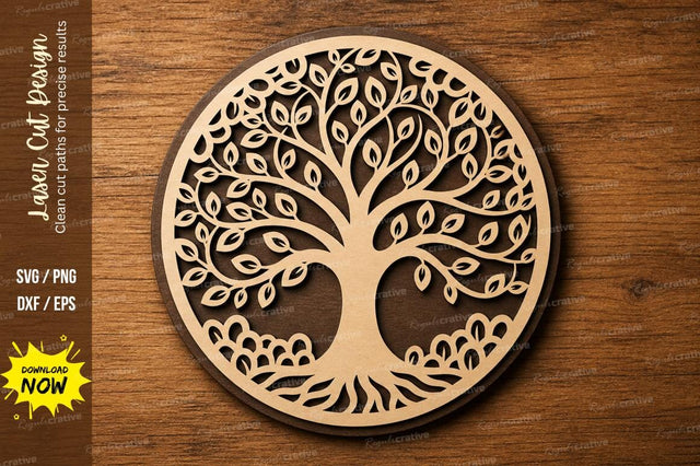 Tree of Life Circle laser cut svg File SVG Regulrcrative 