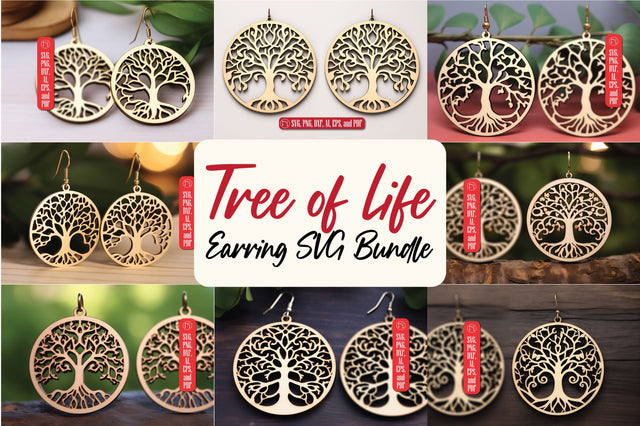 Tree of Life Earring SVG Laser Cut Bundle SVG MD JOYNAL ABDIN 