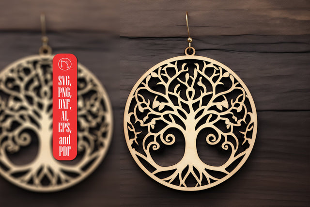 Tree of Life Earring SVG Laser Cut File SVG MD JOYNAL ABDIN 