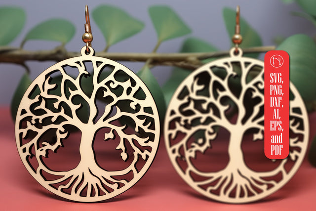Tree of Life Earring SVG Laser Cut File SVG MD JOYNAL ABDIN 