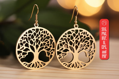 Tree of Life Earring SVG Laser Cut File SVG MD JOYNAL ABDIN 
