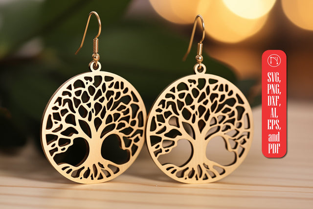 Tree of Life Earring SVG Laser Cut File SVG MD JOYNAL ABDIN 