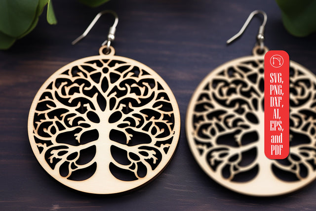 Tree of Life Earring SVG Laser Cut File SVG MD JOYNAL ABDIN 