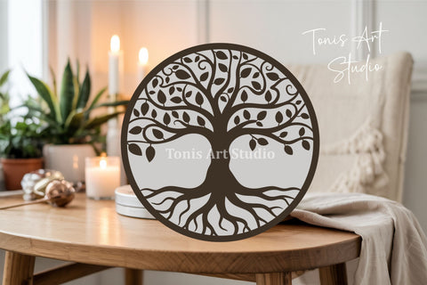 Tree of Life Laser Cut File SVG PNG DXF, Round Sign SVG TonisArtStudio 