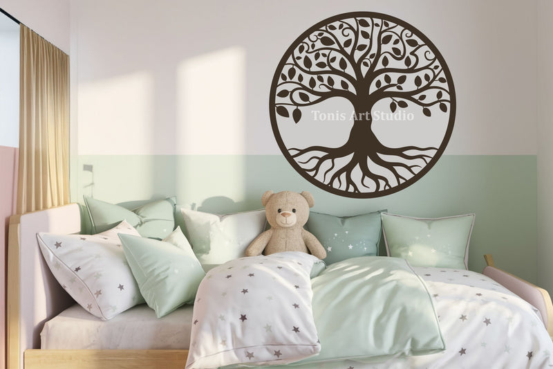 Tree of Life Laser Cut File SVG PNG DXF, Round Sign - So Fontsy