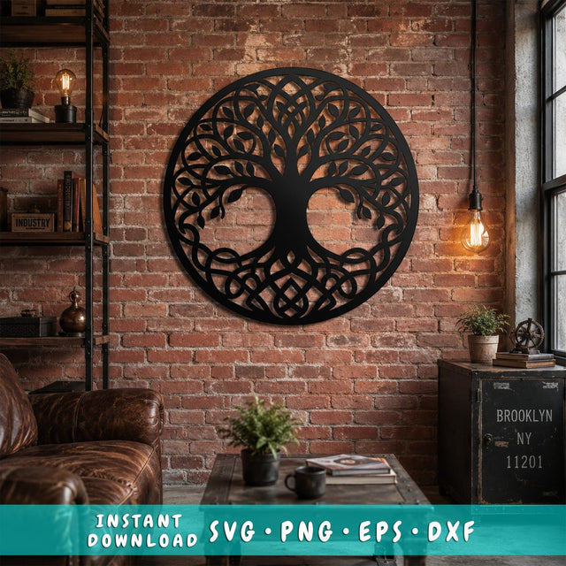 Tree of Life Laser SVG | Celtic Tree DXF | Round Metal Wall Art Laser Cut File | CNC Plasma Cut Design | Rustic Home Decor SVG HappyDesignStudio 