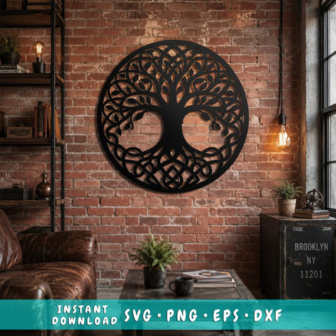 Tree of Life Laser SVG | Celtic Tree DXF | Round Metal Wall Art Laser Cut File | CNC Plasma Cut Design | Rustic Home Decor SVG HappyDesignStudio 
