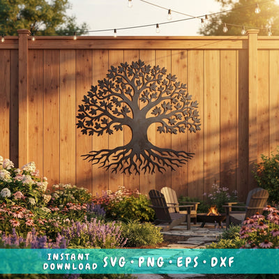 Tree of Life Laser SVG | Tree of Life DXF for Plasma Cutting | CNC Metal Wall Art File | Laser Cut Svg | Rooted Tree Silhouette SVG HappyDesignStudio 