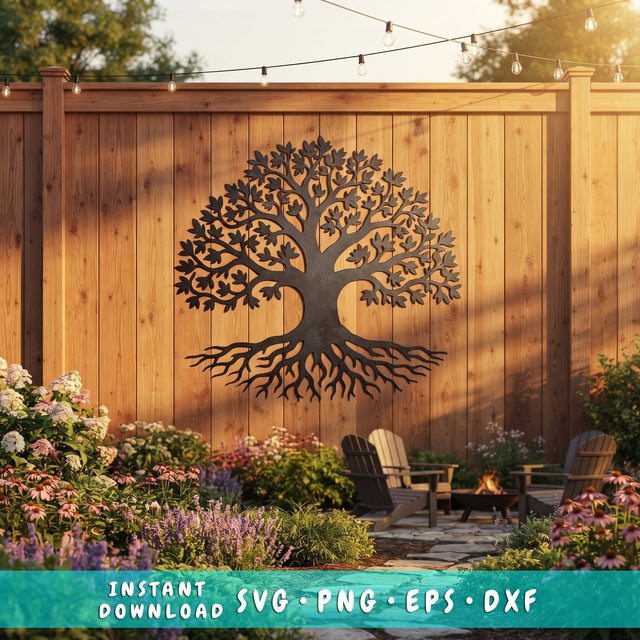 Tree of Life Laser SVG | Tree of Life DXF for Plasma Cutting | CNC Metal Wall Art File | Laser Cut Svg | Rooted Tree Silhouette SVG HappyDesignStudio 