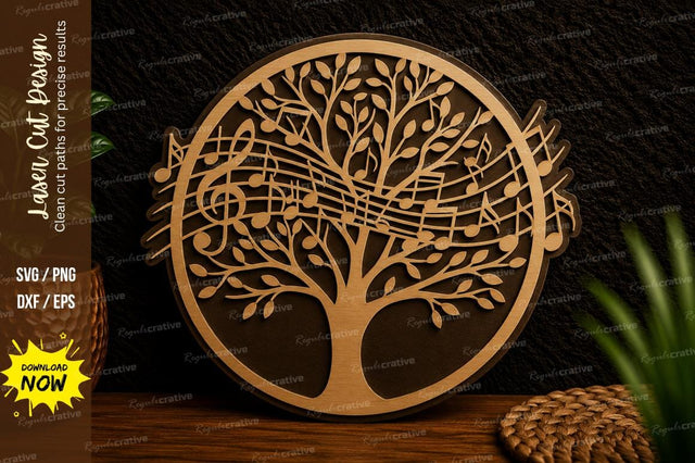 Tree Of Life Music Notes Laser Cut Svg Design SVG Regulrcrative 