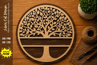 Tree of Life SVG | Circular Nature Laser Cut File | Glowforge CNC DXF PNG EPS SVG Regulrcrative 