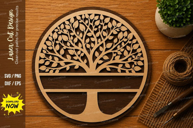 Tree of Life SVG | Circular Nature Laser Cut File | Glowforge CNC DXF PNG EPS SVG Regulrcrative 