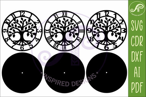 Tree of Life Wall Clock SVG for Laser Cutting Decor SVG APInspireddesigns 