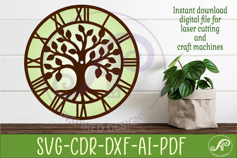 Tree of Life Wall Clock SVG for Laser Cutting Decor SVG APInspireddesigns 