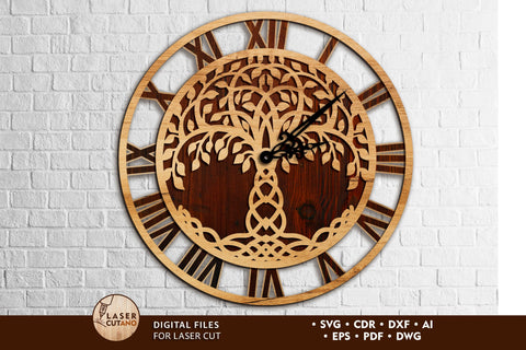 Tree of Life Wall Clock SVG LaserCutano 