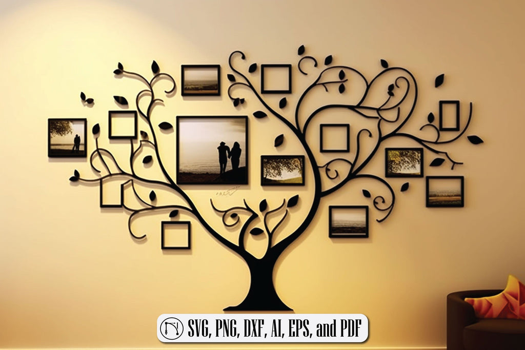 Tree Photo Frame Wall Decor SVG - So Fontsy
