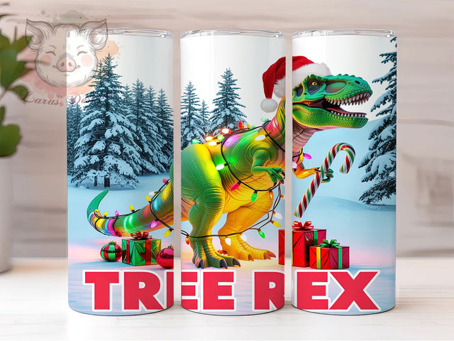 Tree Rex Christmas Dino Tumbler, Christmas Dino Design, Dinosaur Holiday Pattern, 20Oz Sublimation Wrap, Festive T‑Rex Art, Cute Christmas Dino, Tumbler Sublimation Sublimation Lara' s Designs 