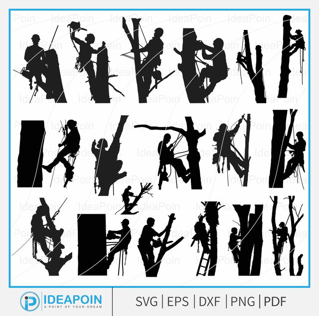 Tree Services svg, Tree Arborist SVG, Tree Climbing Png, Tree Cutter Climbing, Tree Trimming SVG, Tree service logo, Tree service silhouette SVG Dinvect 