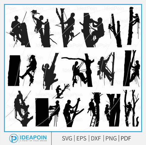 Tree Services svg, Tree Arborist SVG, Tree Climbing Png, Tree Cutter Climbing, Tree Trimming SVG, Tree service logo, Tree service silhouette SVG Dinvect 